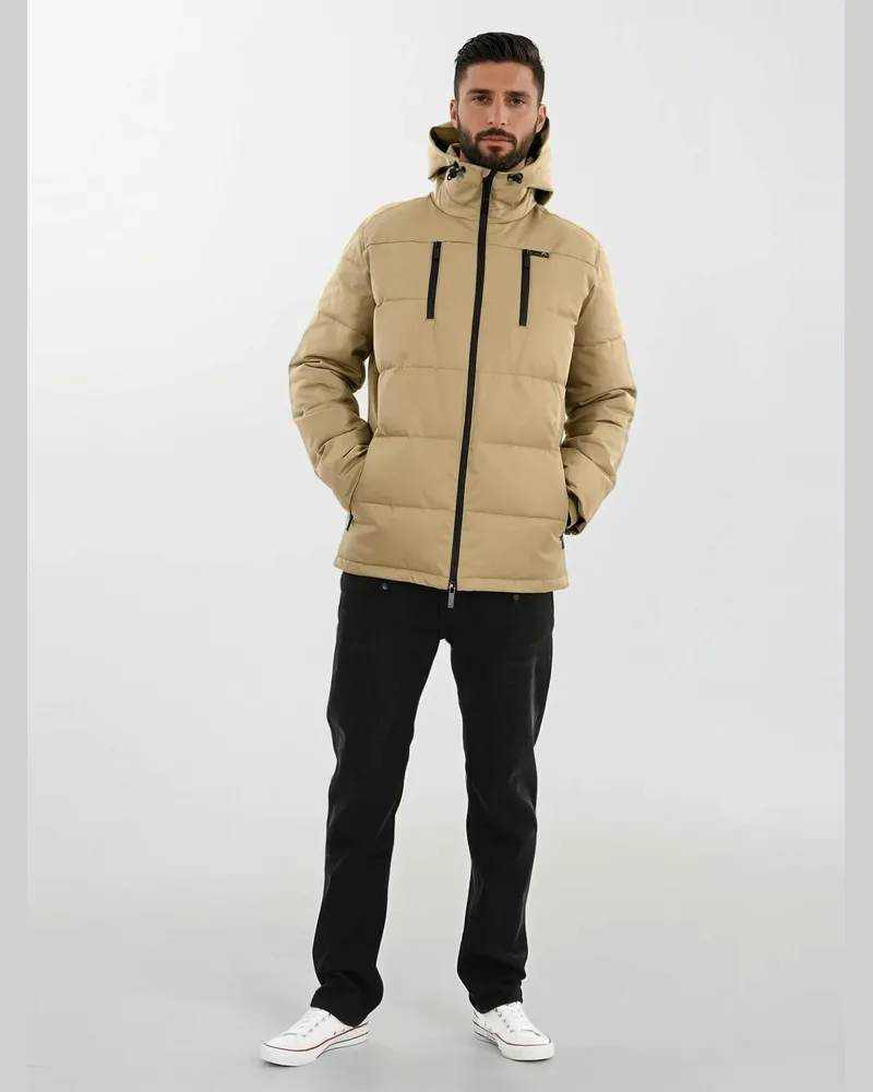 Arctic Seven Herren Wintersteppjacke AS-455 mit Kapuze und Wetterschutz - Beige Beige