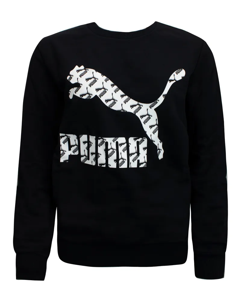 Puma Logo Crew Füllung Sweatshirt Grafikpullover Schwarz - Herren Schwarz