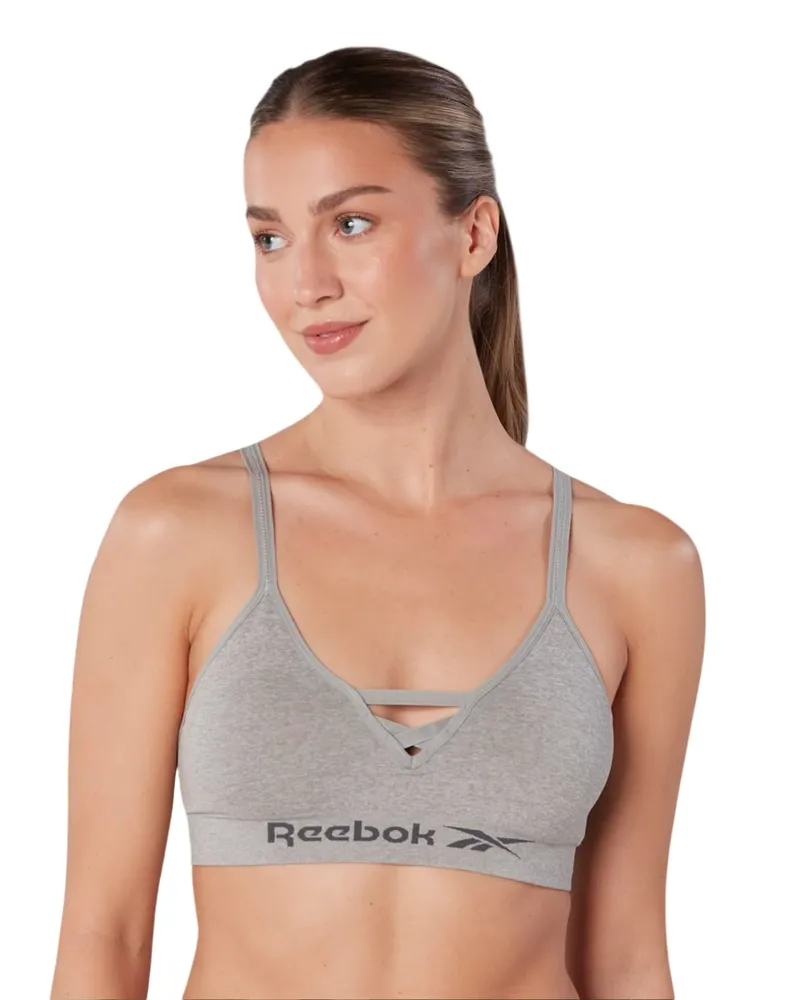 Reebok Maryna" Sport-BH für Damen, Nahtlos (Grau meliert Grau