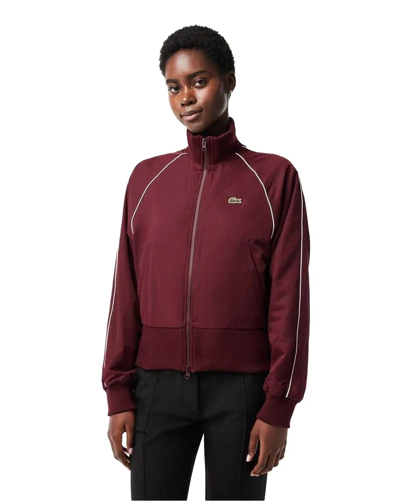 Lacoste Trainingsjacke für Damen, Durchgehender Reißverschluss, Athletisch (Zinfandel Marineblau
