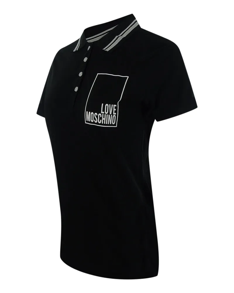 Moschino Poloshirt Mit Kleinem Box-logo, Schwarz Schwarz