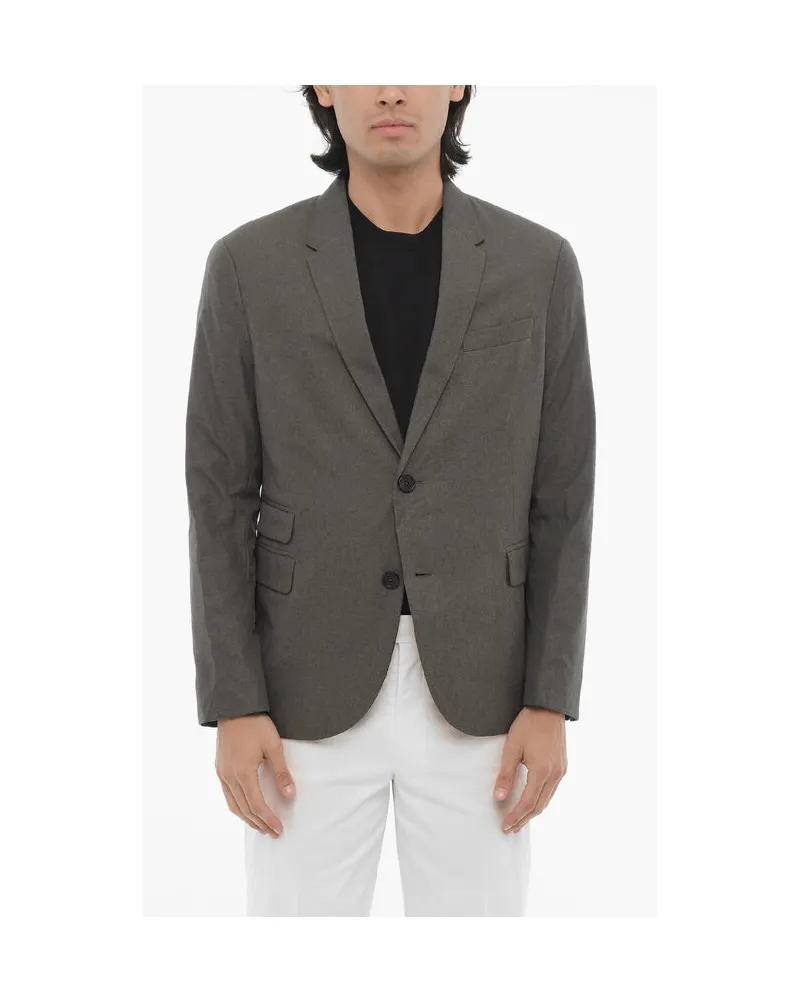 Neil Barrett Slim Fit Blazer mit 2 Knöpfen, Seitenschlitzen und Revers in Blau Blau