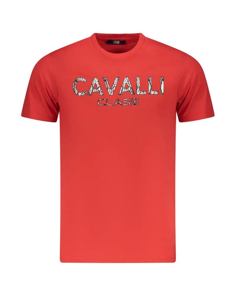 Roberto Cavalli Rosso Baumwoll Herren T-Shirt Rot