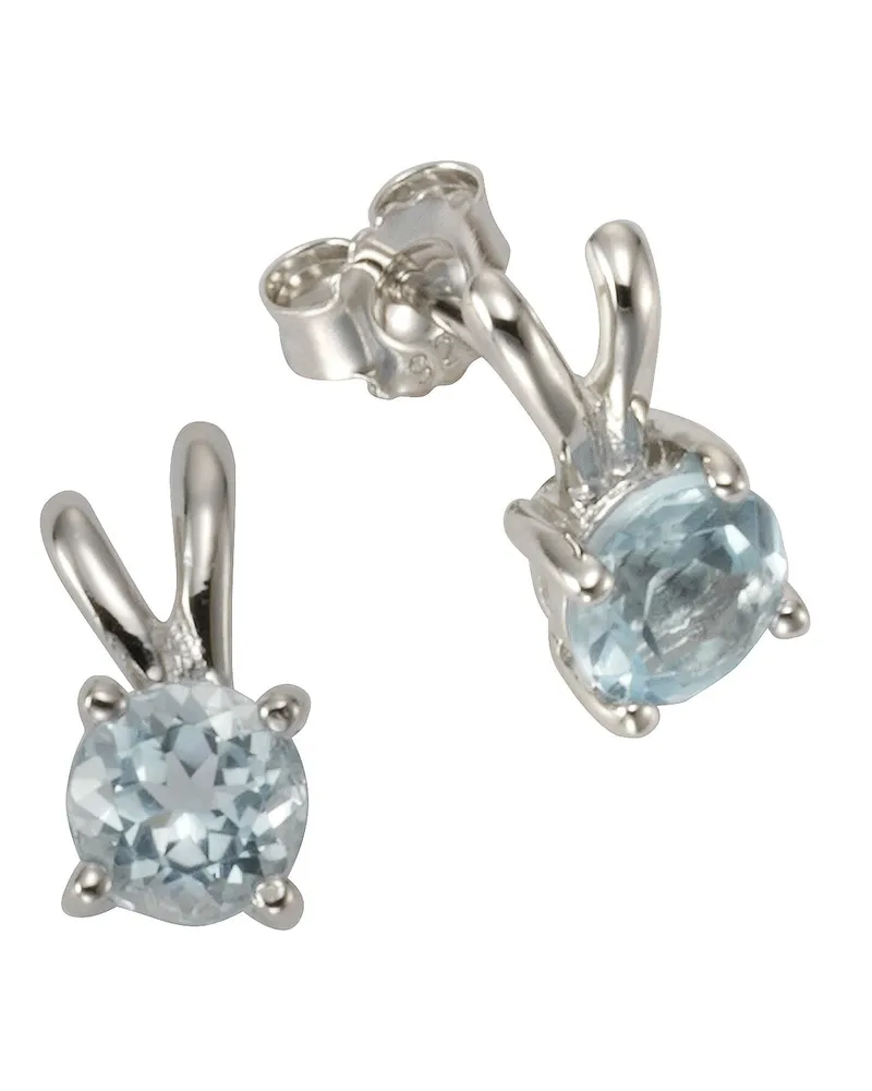 ZEEme Gemstones Ohrringe Silber 925 rhodiniert mit 2x Blautopas (beh.) 6mm Silber