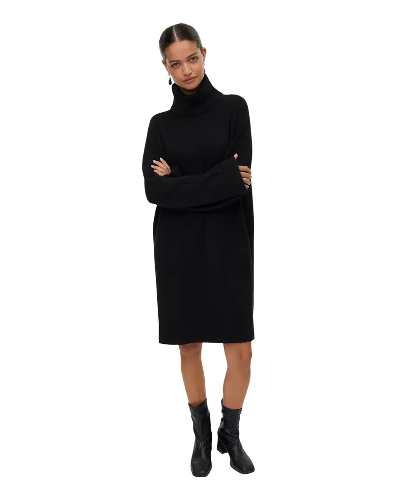 Vero Moda Strickkleid für Damen, Rollkragen, Jerseyware (Schwarz Schwarz