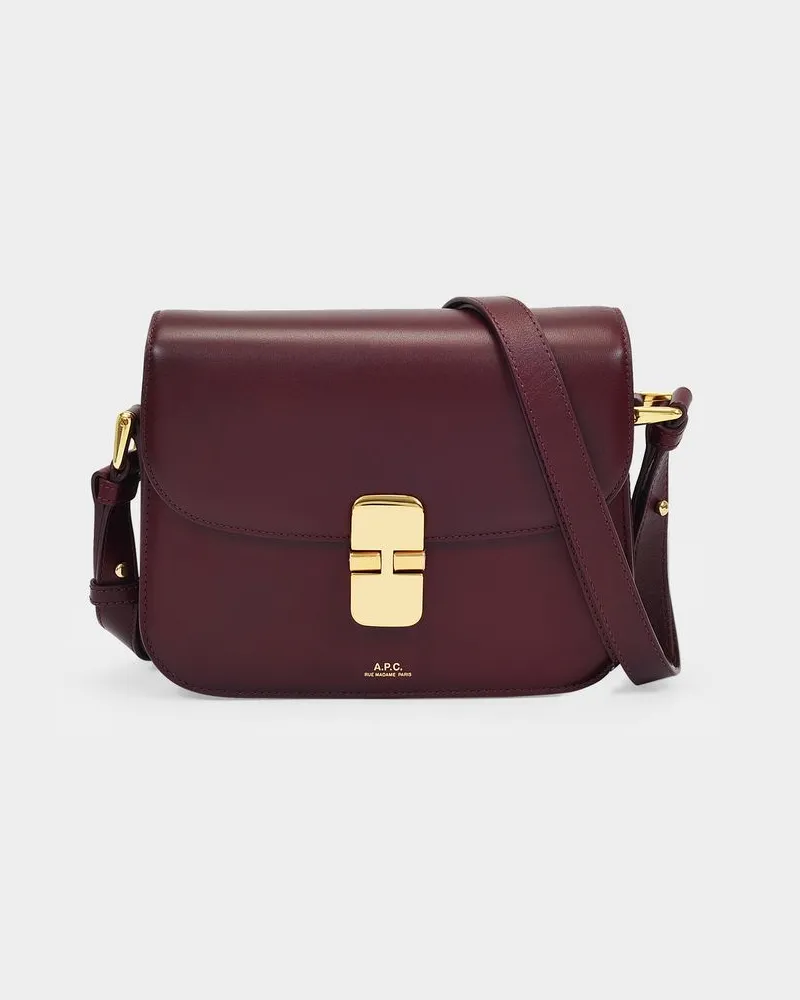 A.P.C. Grace Small Hobo Bag -  - Vino - Leather Bordeaux