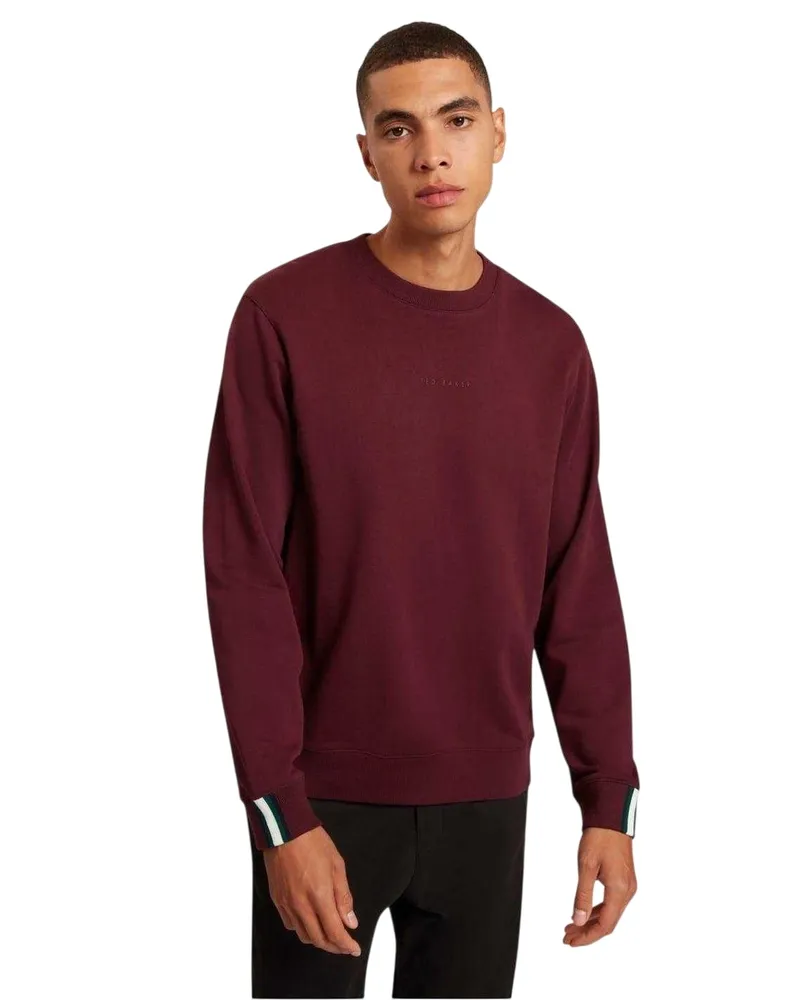 Ted Baker Sweatshirt für Herren, Rundhalsausschnitt (Ochsenblutrot Rot
