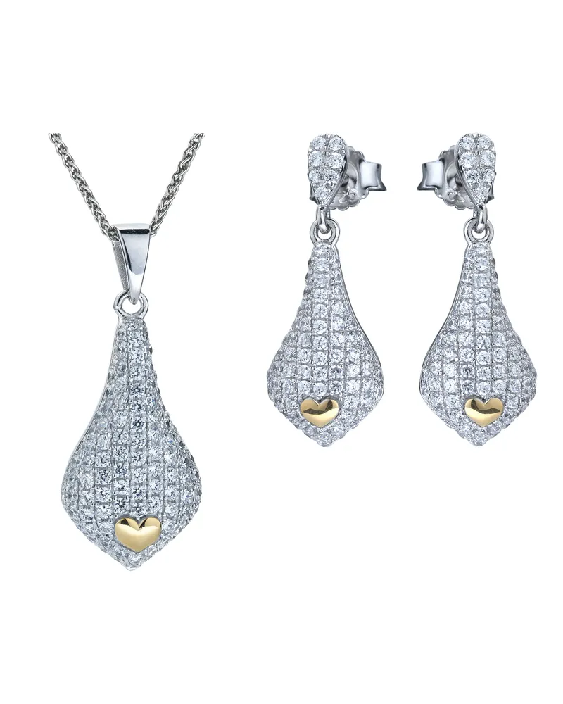 Orphelia Damen 925 Sterling Silber Set: Kettenanhänger + Ohrringe - Silber SET-5220 Silber