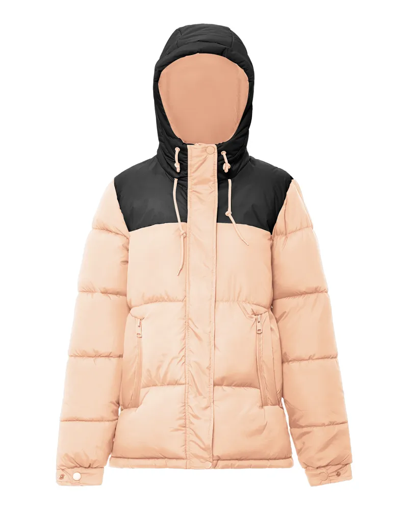 My Mo Wattierte Steppjacke Damen Pfirsich Schwarz Pfirsich