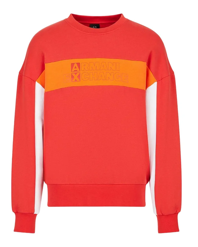 Armani Exchange Sweatshirt für Herren, Rundhalsausschnitt (Rot/Weiß/Orange Rot
