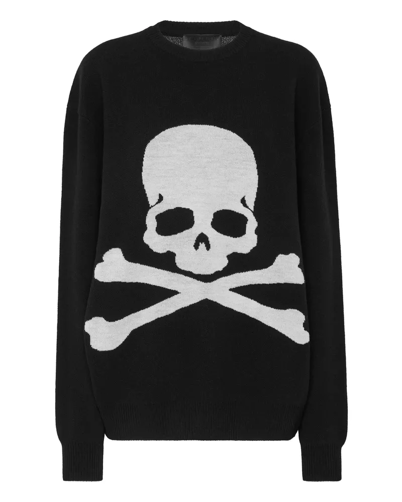 Philipp Plein Rundhalspullover Skull&Bones Schwarz