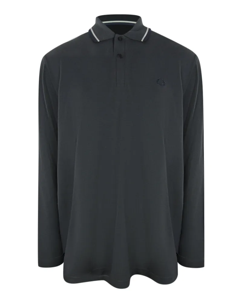 Fred Perry Poloshirt mit kontrastiertem Twin-Tipped-Kragen, langärmelig - Grau Grau