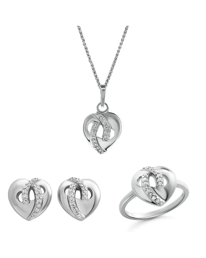 Orphelia Amore' Damen-Set aus 925 Sterling Silber: Halskette + Ohrringe + Ring - Silber SET-7577 Silber