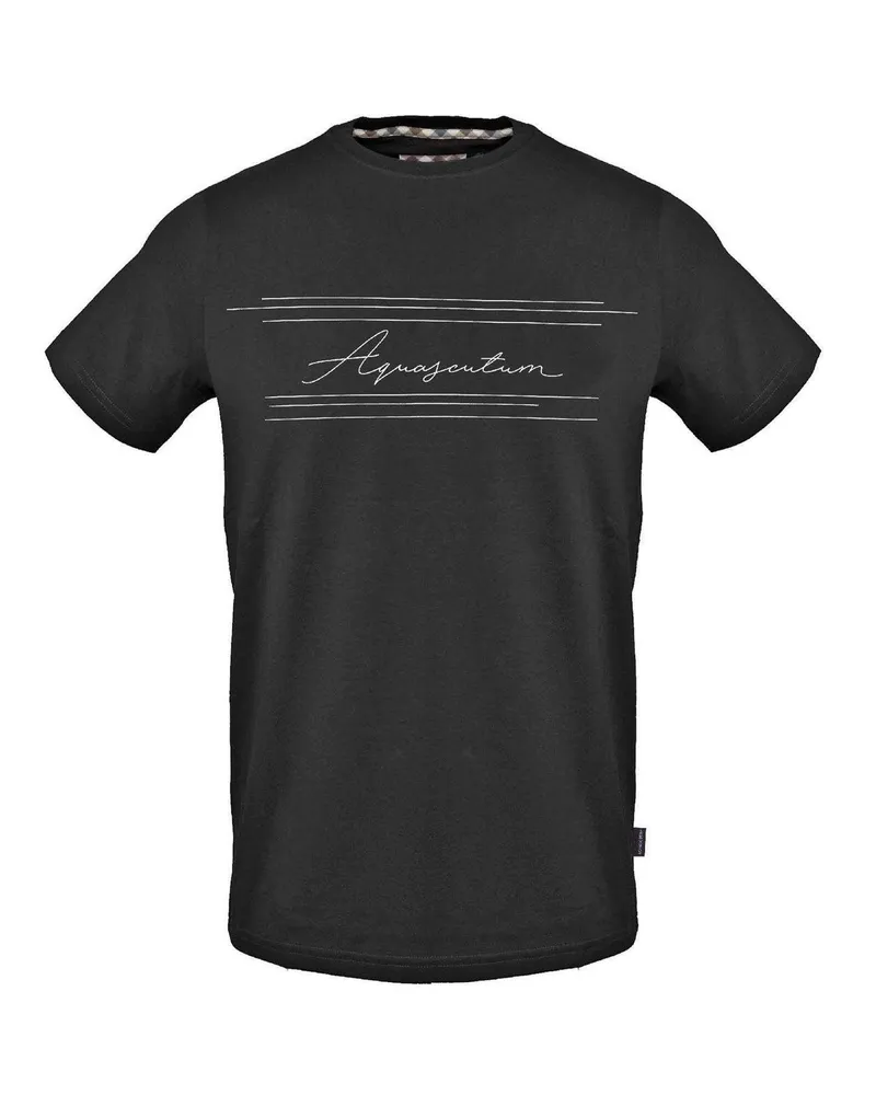 Aquascutum T-Shirt für Herren, Baumwolle (Schwarz Schwarz