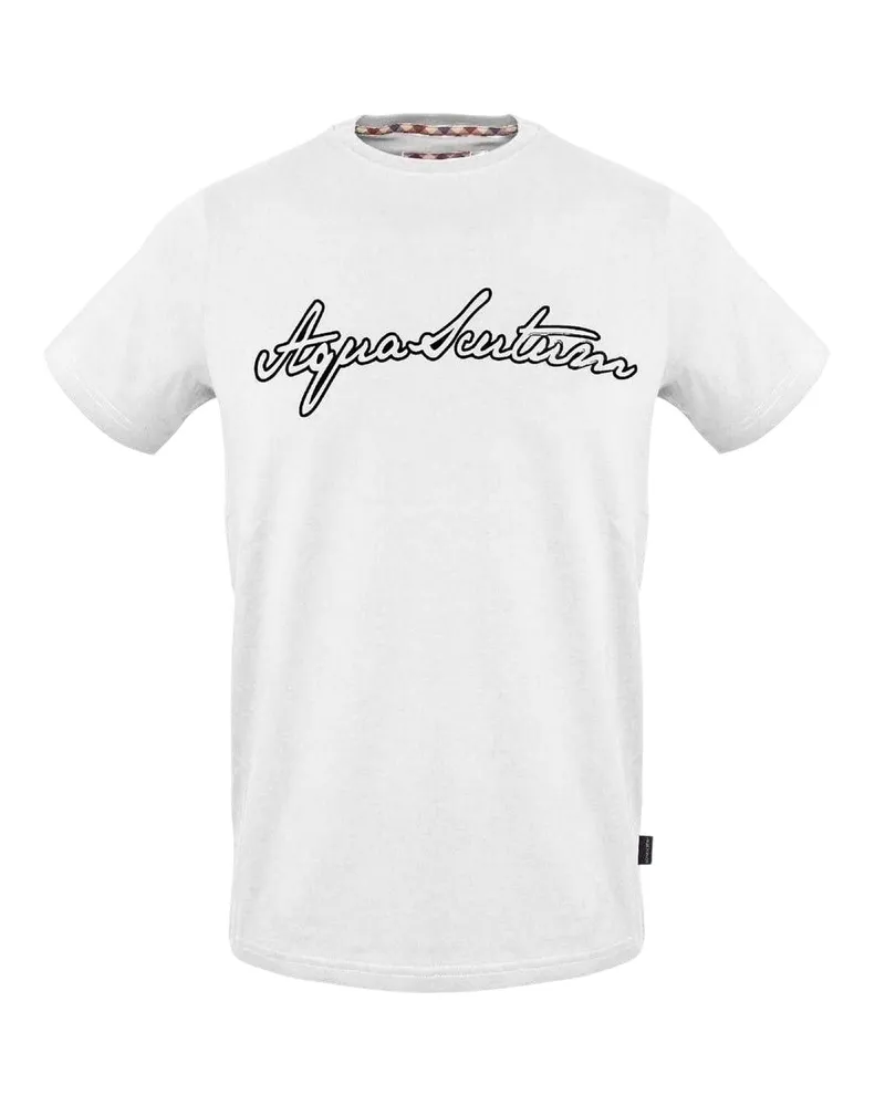 Aquascutum T-Shirt für Herren, Rundhalsausschnitt, Jersey (Weiß Weiß
