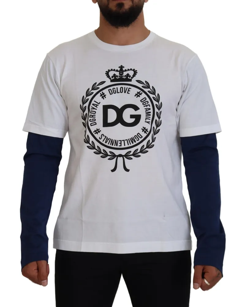 Dolce & Gabbana DG Crest Langarm-T-Shirt - Weiß Weiß