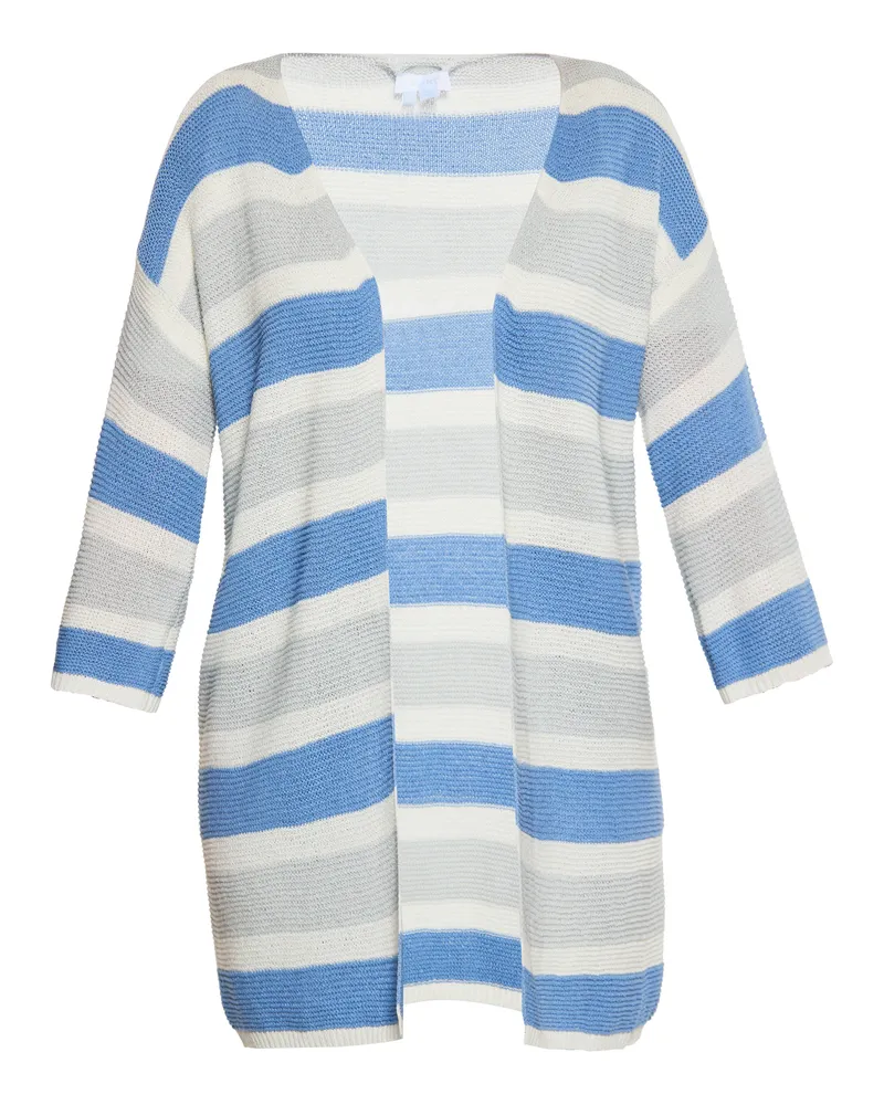 Usha Strickjacke Damen Grau Weiss Blau Mehrfarbig