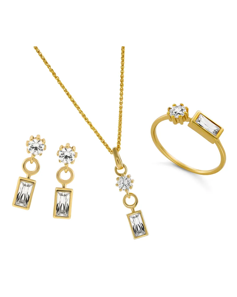 Orphelia Madelyn' Damen 925 Sterlingsilber Set: Halskette + Ohrringe + Ring - Gold SET-7583/G Gold