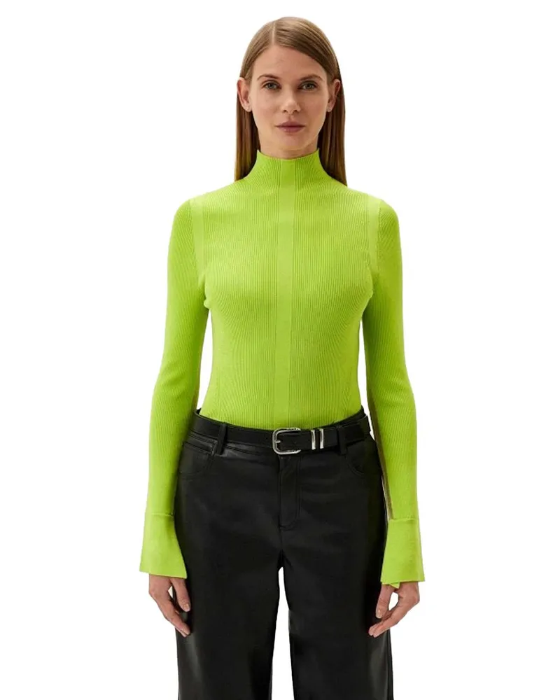 HUGO BOSS Frescia" Pullover Top für Damen, Viskose, Anliegend, Langärmlig (Leuchtend Gelb Gelb