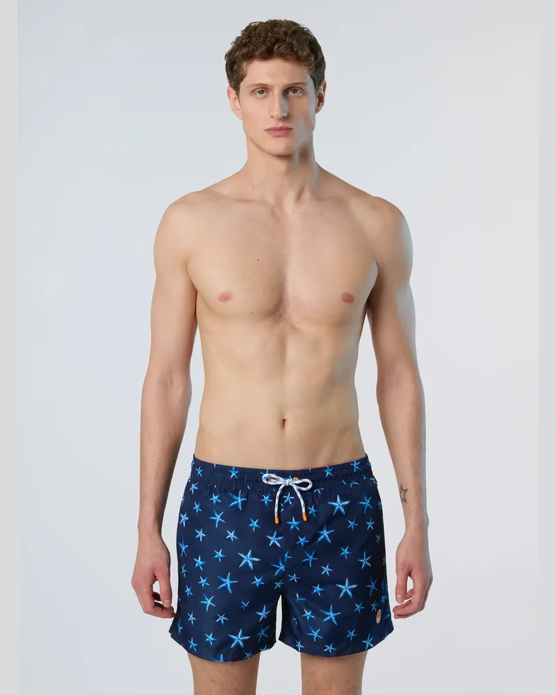 North Sails Badeshorts REPREVE® mit Ozean-Print Dunkelblau