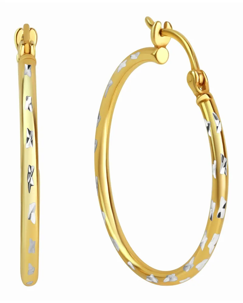 ZEEme Basic Ohrringe Silber 925 vergoldet diamantiert 30mm Durchmesser Gold