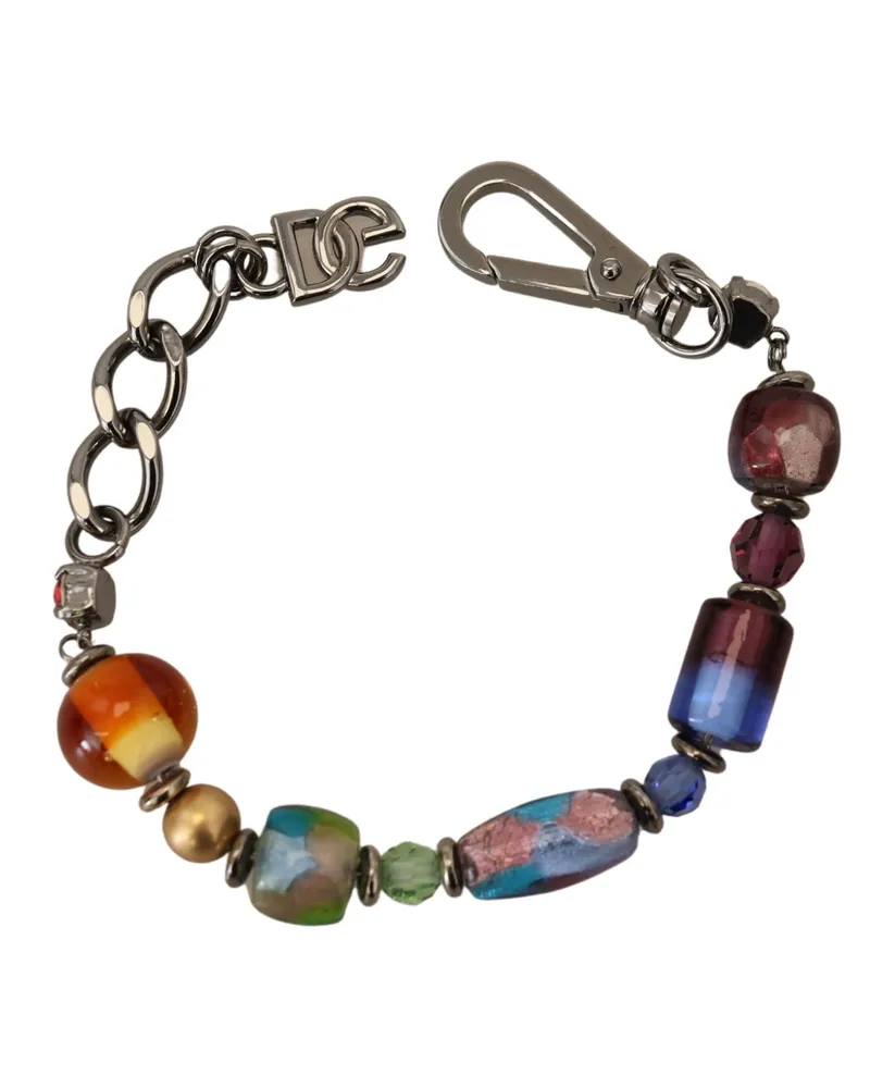 Dolce & Gabbana mehrfarbige Silberkette mit Messingperlen und Karabinerschließe Armband Silber