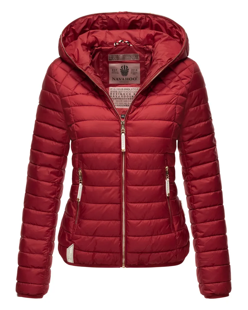 NAVAHOO Damen Steppjacke Ich bin Hübsch – Leicht, Stylisch & Mit Gold-Details Rot