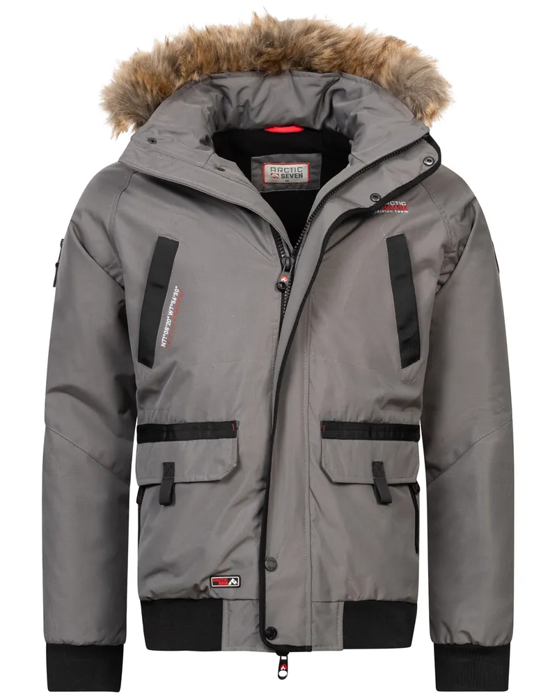 Arctic Seven Herren Winterjacke – Grau Grau