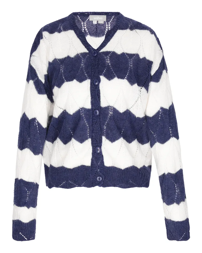 Usha Strickjacke Frauen marineblau cremeweiß Marineblau
