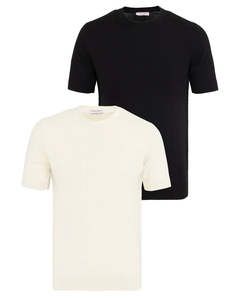 Felix Hardy T-Shirt Basic-Strick-T-Shirt, 2Er-Pack Schwarz