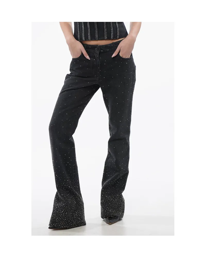 OFF-WHITE Low Rise BLING Flared Fit Jeans mit Allover-Strasssteinen 2 in Schwarz Schwarz