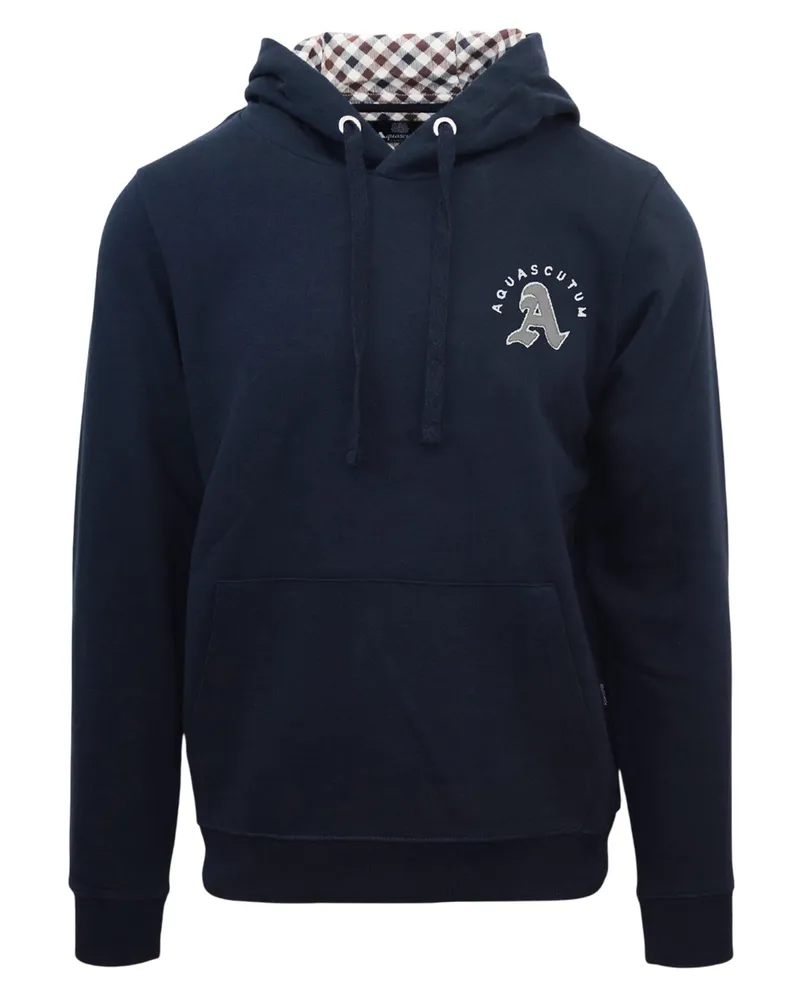 Aquascutum Kapuzenpullover für Herren, Kängurutasche, Langärmlig (Marine Marineblau