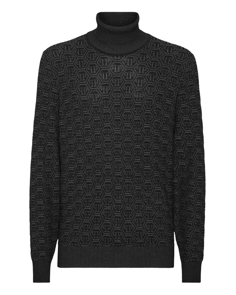 Philipp Plein Rollkragenpullover Monogram Schwarz