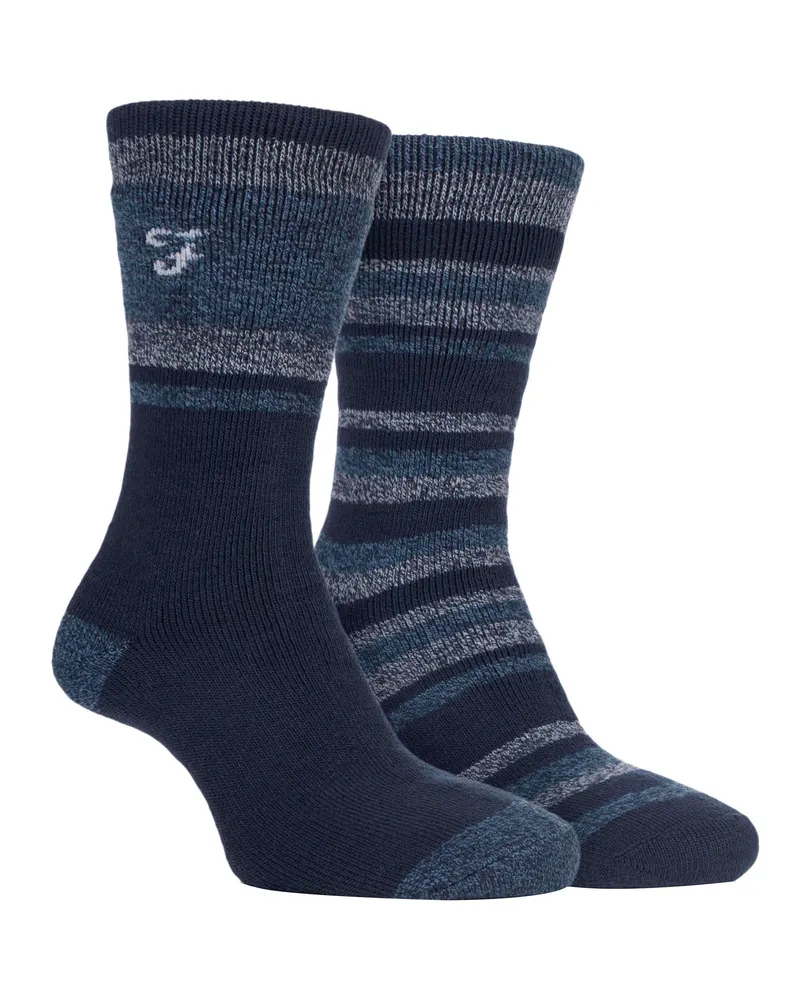 Farah 1920 2er-Pack Herren-Thermo-Walking-Socken | Ideal für Outdoor-Winter-Trekking & Wandern Blau