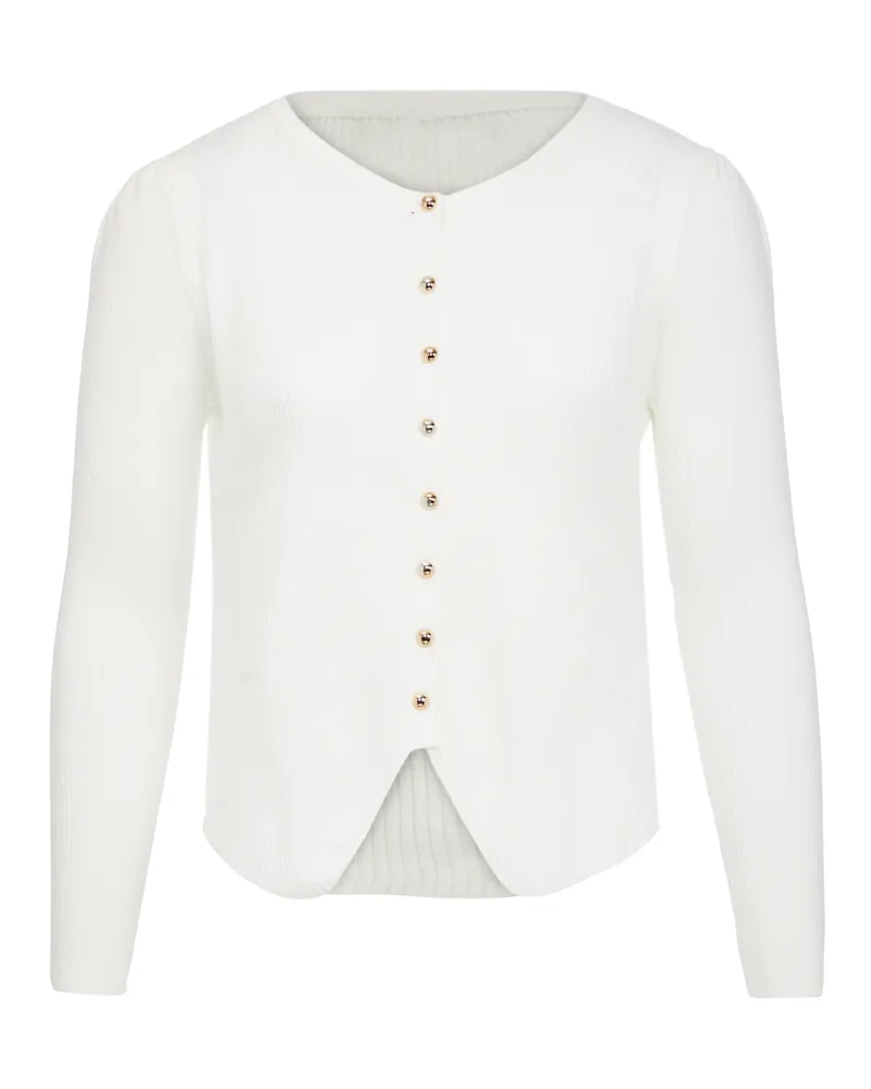 DreiMaster Strickjacke Frauen Wollweiß Wollweiß