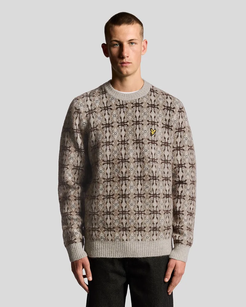 Lyle & Scott Strickpullover mit gebürsteter Intarsienstruktur – Grau Grau