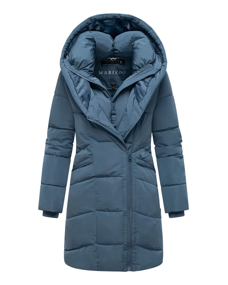 Marikoo Damen Steppmantel Virenaa mit Layer-Look & warmem Fleecefutter Blau