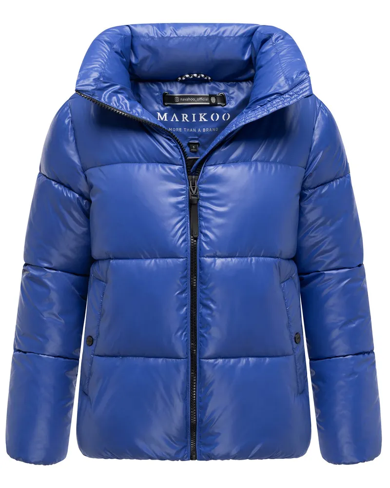 Marikoo Damen Winterjacke Hazalee im Puffer-Stil mit glänzender Optik Blau