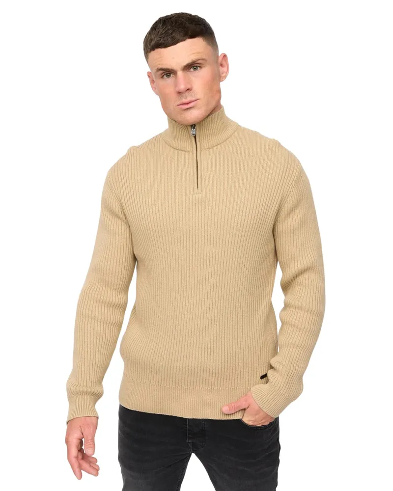 CrossHatch Havaline" Pullover mit kurzem Reißverschluss für Herren (Steinfarben Steingrau