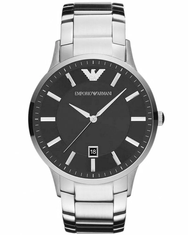 Emporio Armani AR2457 Herrenuhr Renato Schwarz Silber