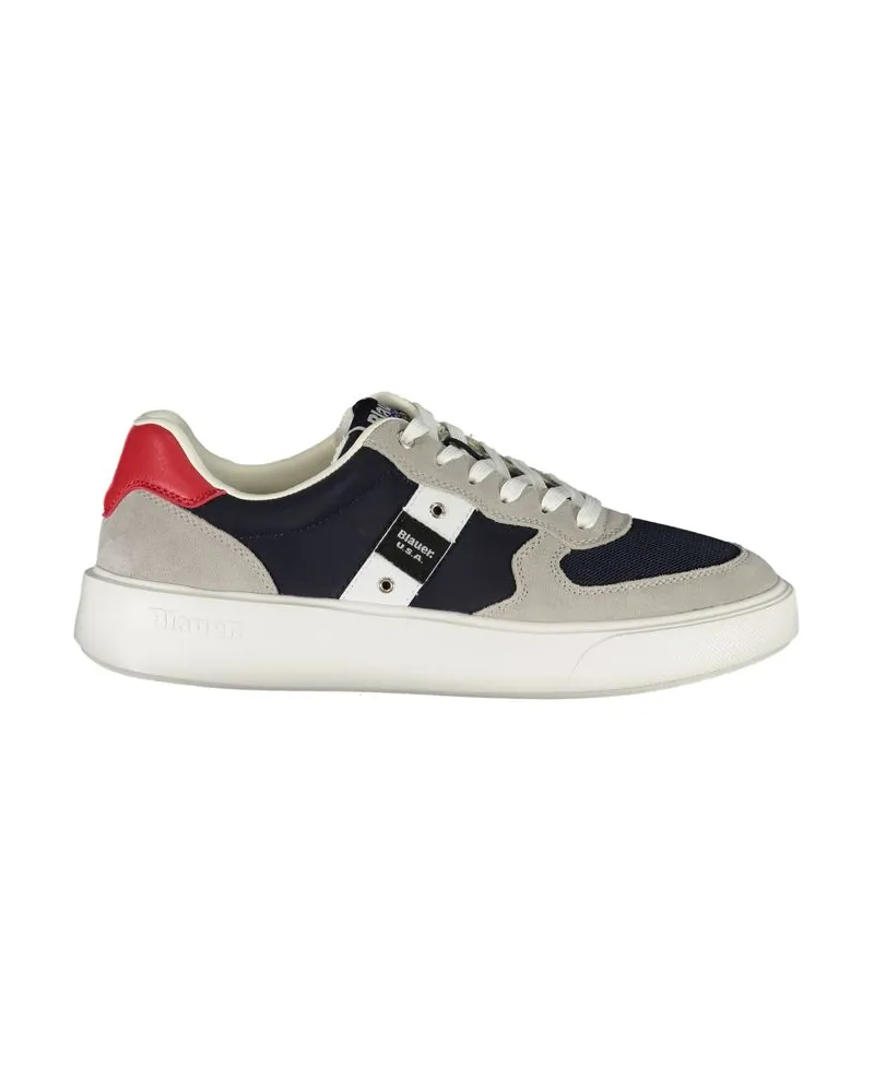 Blauer Blaue Leder Herren Sneaker Dunkelblau
