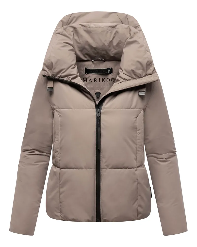 Marikoo Damen Winterjacke Ninikaa mit Kapuze & Fleece-Innenfutter Grau