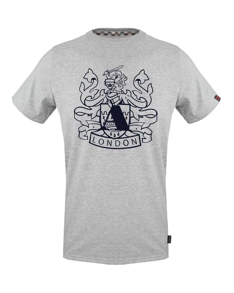 Aquascutum T-Shirt für Herren, Rundhalsausschnitt, Jersey (Grau Grau