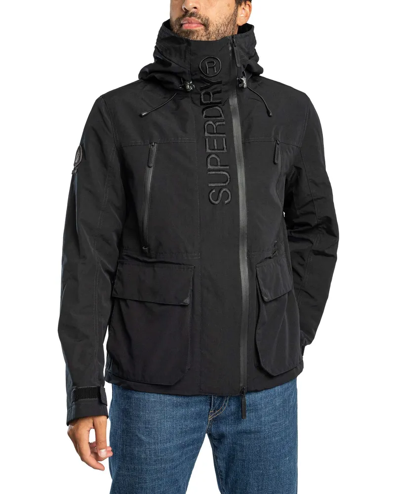 Superdry. Ultimate EMB Windbreaker-Jacke Mit Kapuze, Schwarz Schwarz