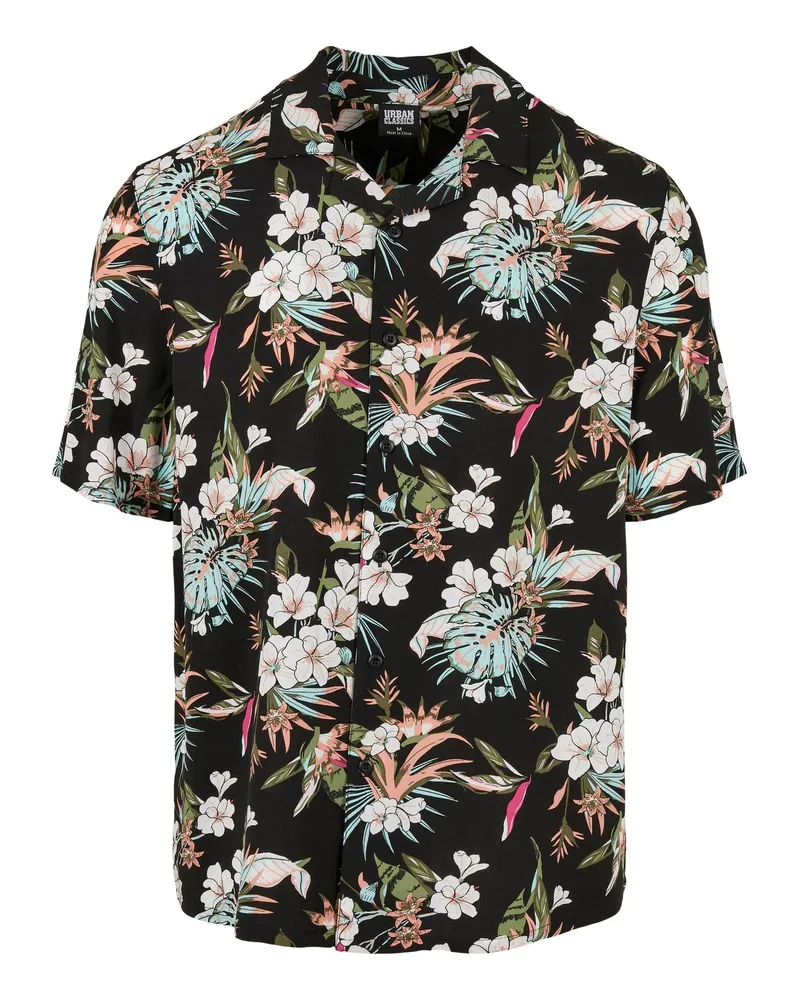 Urban Classics Resorthemd für Herren (Schwarz/Bunt Schwarz