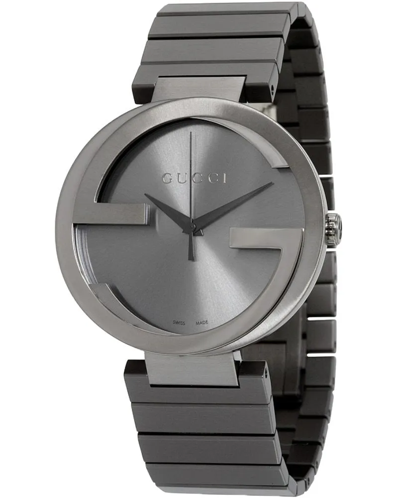Gucci YA133210 Interlocking graues Zifferblatt Herrenuhr Grau