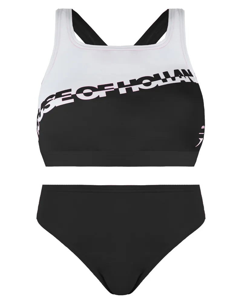 Speedo bedrucktes Haus von Holland Blackwhite Frauen Zwei Stücke Badeanzug 8 121933503 Weiß
