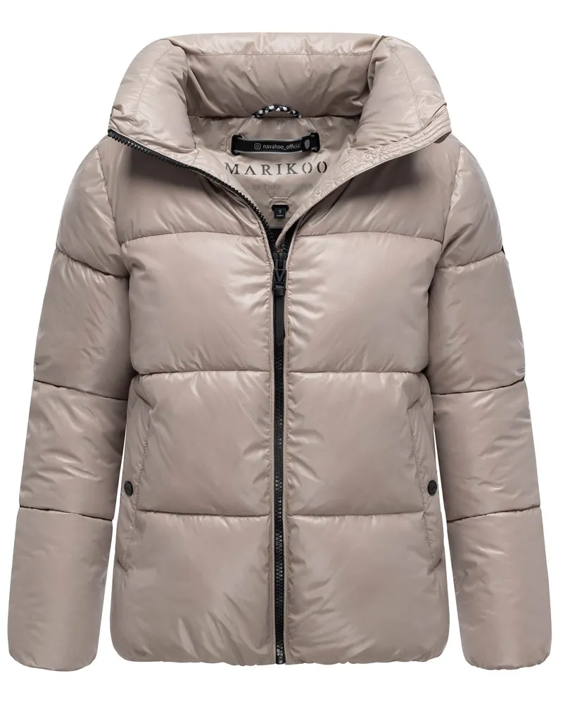 Marikoo Damen Winterjacke Hazalee im Puffer-Stil mit glänzender Optik Beige