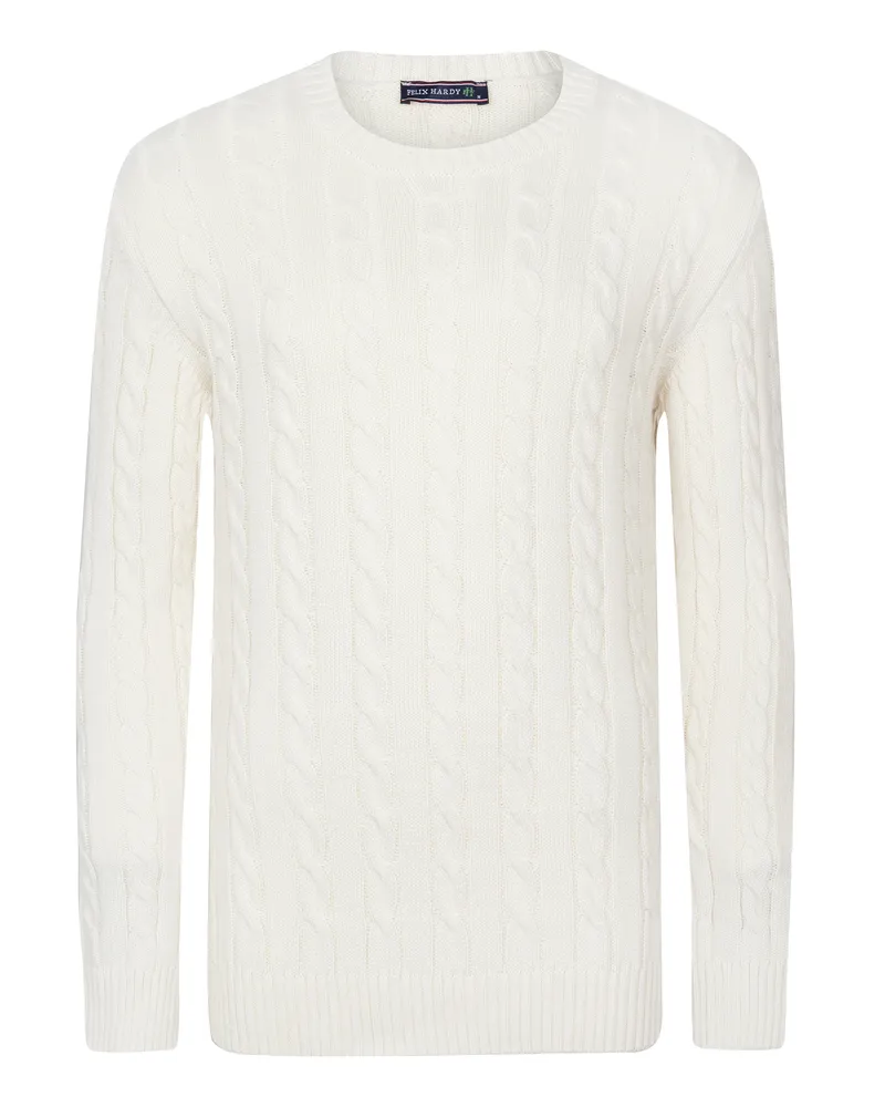Felix Hardy Zopfmuster Pullover Manuel Ecru