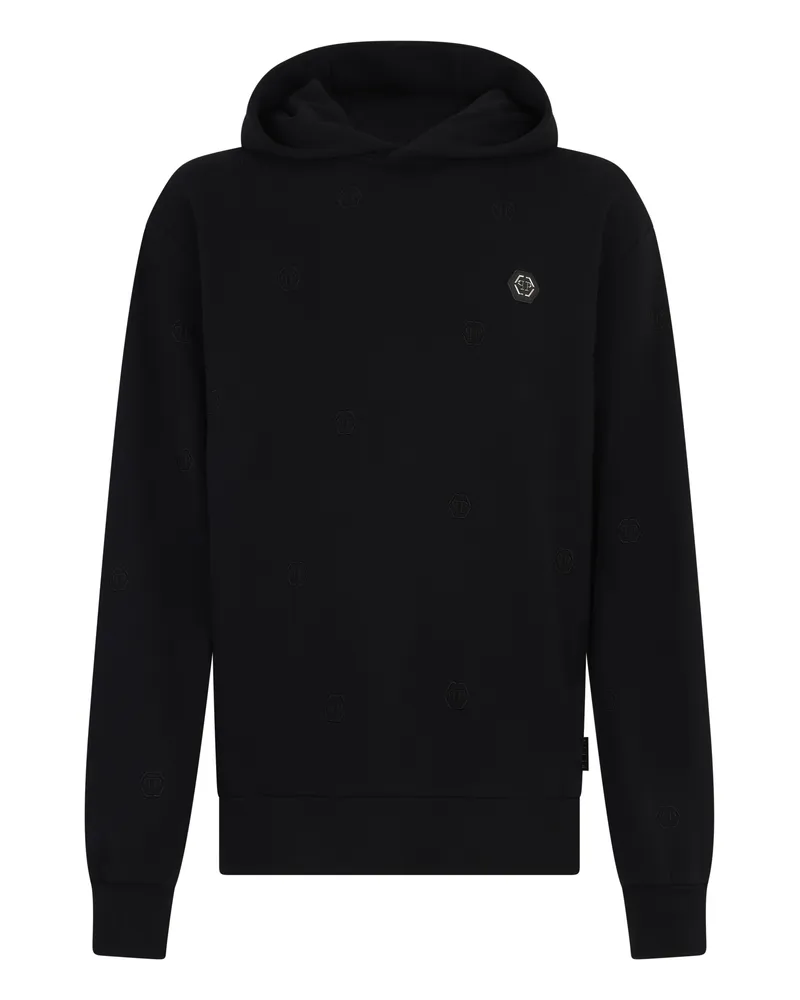 Philipp Plein Besticktes Hoodie-Sweatshirt mit Monogramm - Schwarz Schwarz
